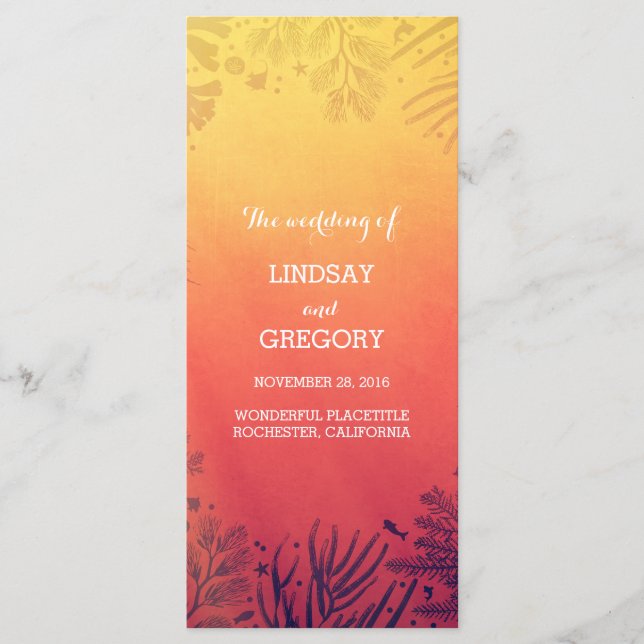 programa de bodas subacuáticas de beach sunset (Anverso)