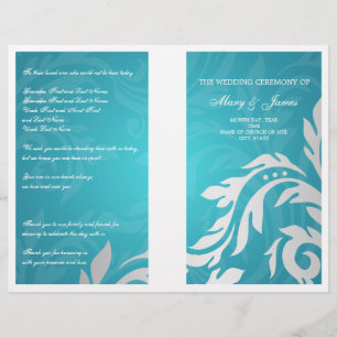 Programa de Bodas Swirly Flourish Aqua Blue