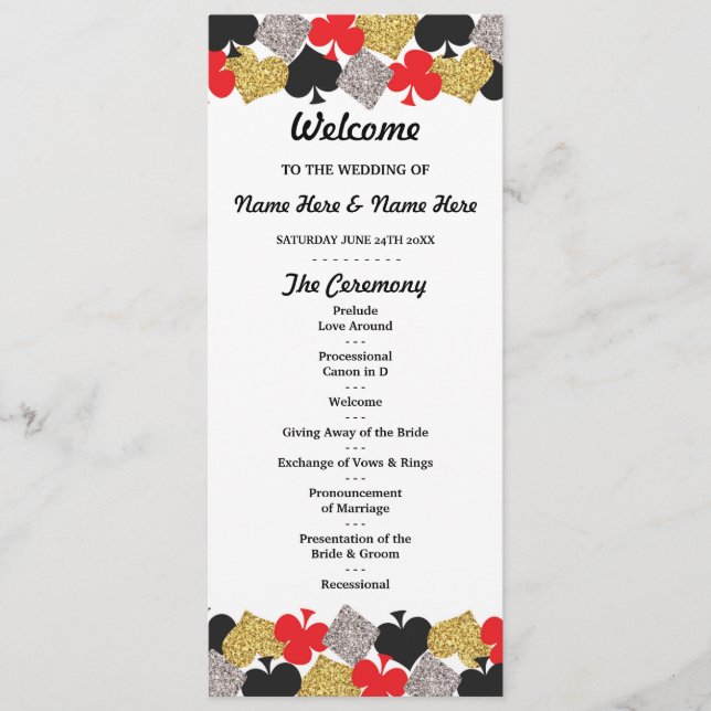 Programa de Bodas Tarjetas de Brillo de Casino de  (Anverso)