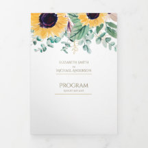 Programa de bodas temáticas de girasoles rusos de 