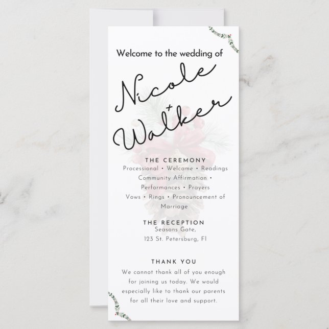 programa de bodas temáticas de Navidades personali (Anverso)