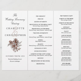 Programa de bodas Tri-Fold en rosas rosas rosas ro