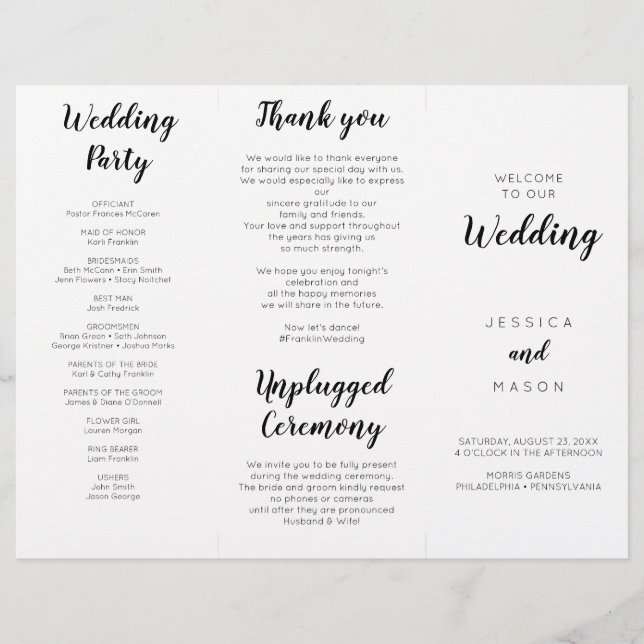 Programa de Bodas Triples con Guión Agradable (Frente)