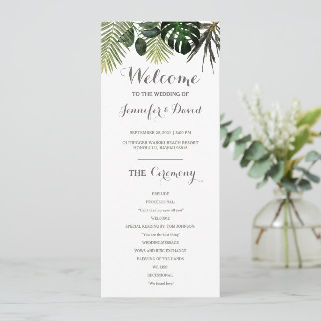 Programa de Bodas Tropicales Planta Monstera Fern  (Anverso de pie)