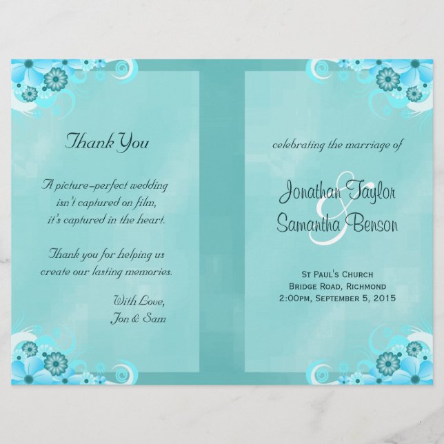 Programa de Bodas Verde azuladas de Flora Azul de  (Anverso)