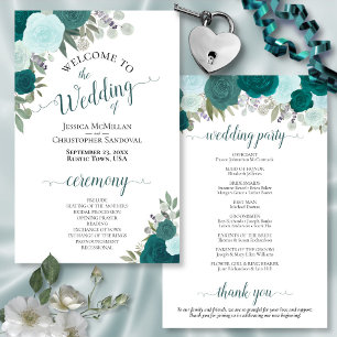 Programa de Bodas verde azuladas y Turquesas con P