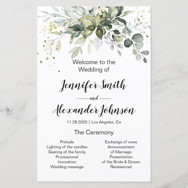 Programa de bodas verdes (Anverso)