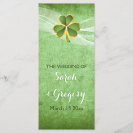 Programa de bodas verdes de trébol y velo irlandés