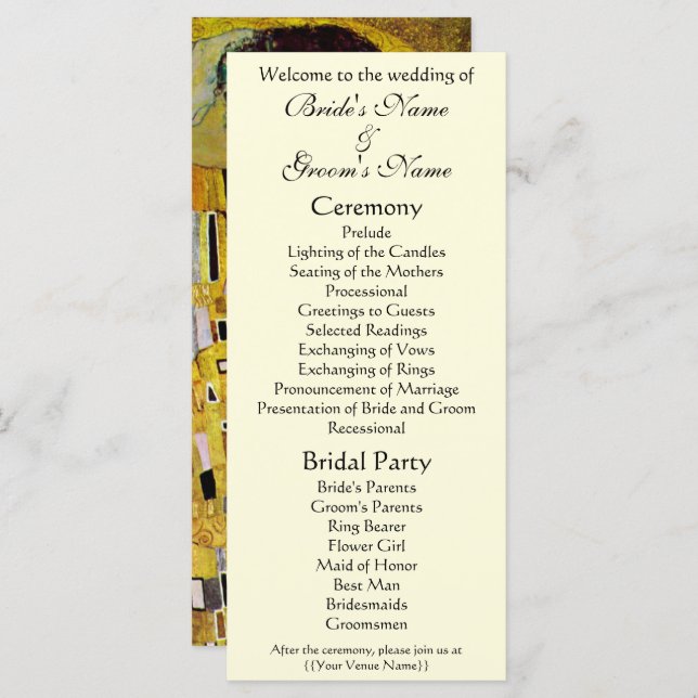 Programa de Bodas Victorianas, The Kiss, Gustav Kl (Anverso / Reverso)