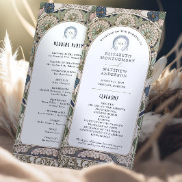 Programa de Bodas Vintage Azul Navy Art Nouveau