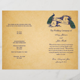 Programa de Bodas Vintage Blue Peacocks