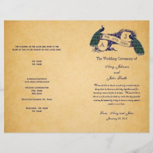 Programa de Bodas Vintage Blue Peacocks