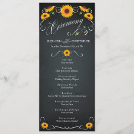 Programa de Bodas Vintage de Chalkboard de Girasol