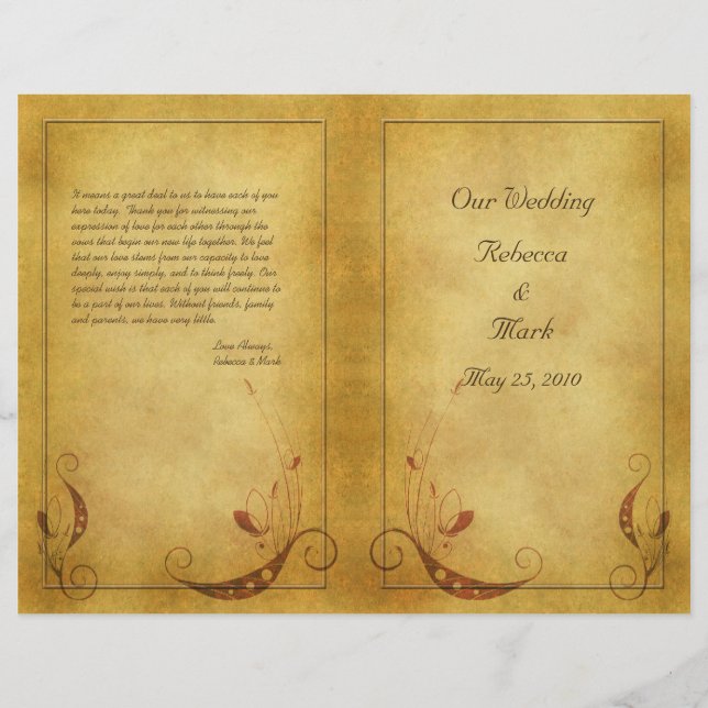 Programa de Bodas Vintage de personalizable (Anverso)