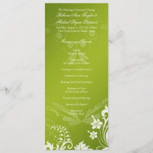 Programa de Bodas Vintage Floral Verde y Blanca
