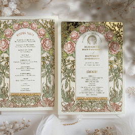 Programa de Bodas Vintage Gold Peonies