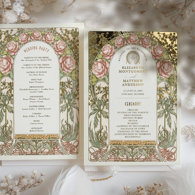 Programa de Bodas Vintage Gold Peonies (Subido por el creador)