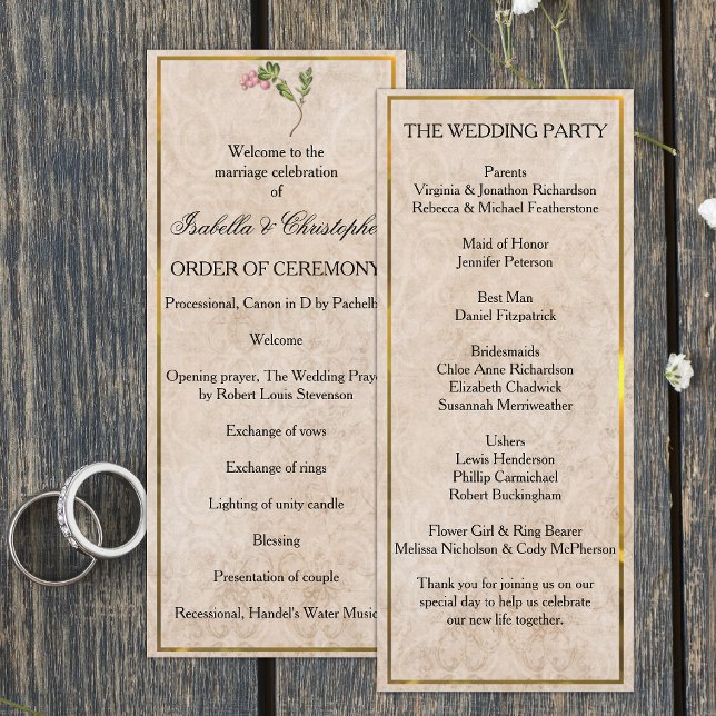 Programa de Bodas Vintage Pink Berries (Subido por el creador)