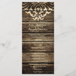 Programa de Bodas Vintage Rustic Barn Wood Damask