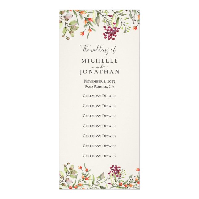 Programa de Bodas Wildflower Meadow Ecru (Frente)