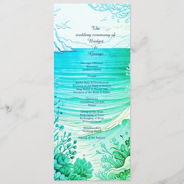 programa de bodas y menú de vibe de la costa azul (Reverso)