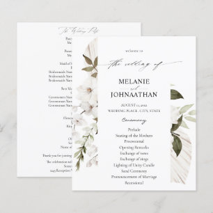 Programa de Boho Blanco de Boda Floral