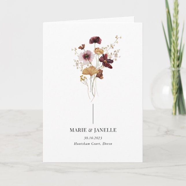 Programa de Boho Borgoña de Boda Moderna (Anverso)