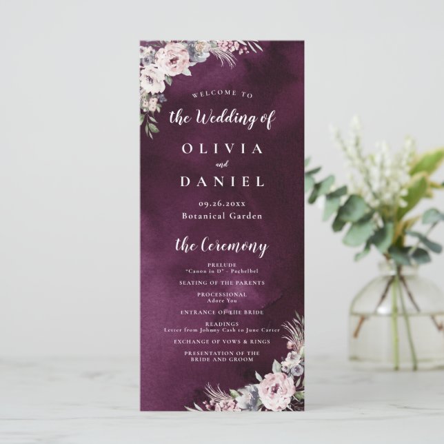 Programa de boho floral de plumas y polvorientos (Anverso de pie)