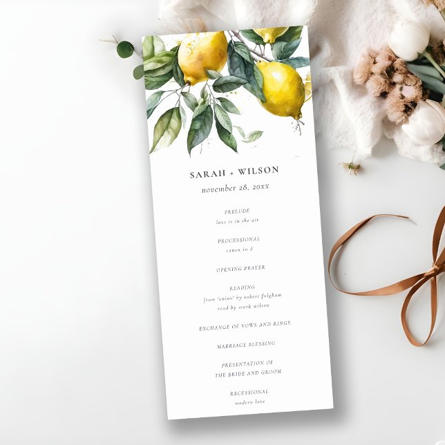 Programa de Boho Minimal Yellow Lemon Garden Weddi (Subido por el creador)