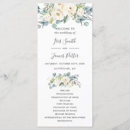 Programa de Boho Moda Floral Blanca Eucalyptus Wed