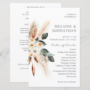 Programa de Boho Pampas de Boda de Grass Beige MED