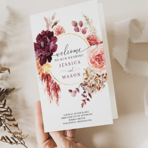 Programa de Boho Pampas de Boda de Grass Wedding