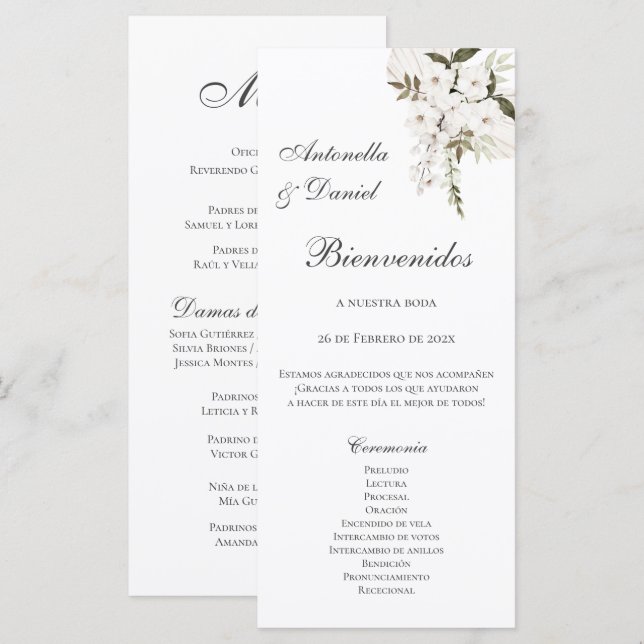 Programa de Boho Wedding de España (Anverso / Reverso)