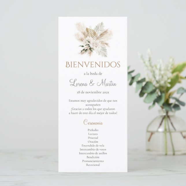 Programa de Boho Wedding de España (Anverso de pie)
