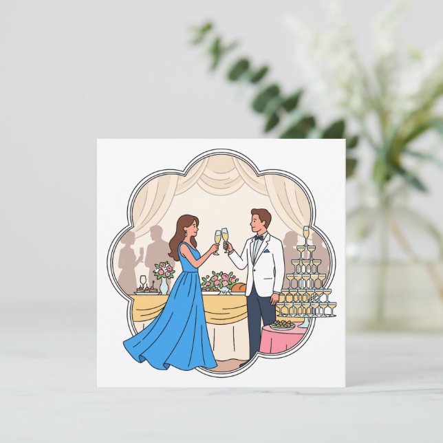 Programa de brindis caprichoso de boda - Pareja ar (Anverso de pie)