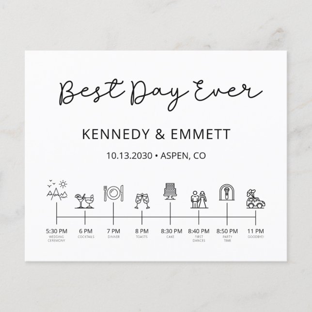 Programa de calendario del Día de la Boda Moderna  (Anverso)