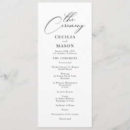 Programa de caligrafía moderna de la boda blanca y