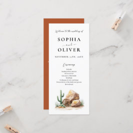 Programa de casamiento acuarela de cactus en el de