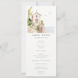 Programa de casamiento acuarela de la Iglesia Cató