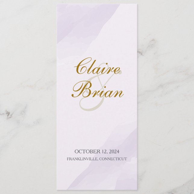 Programa de casamiento acuarela, programa de lavan (Anverso)