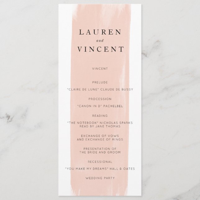 Programa de casamiento acuarela simple (Anverso)