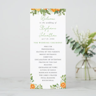 Programa de casamiento con acuarela Naranja mandar