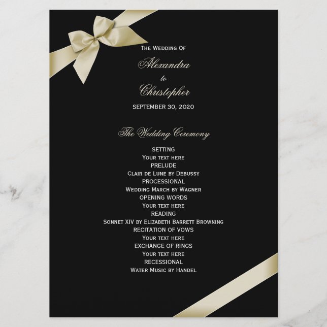Programa de casamiento de cinta de crema (Anverso)