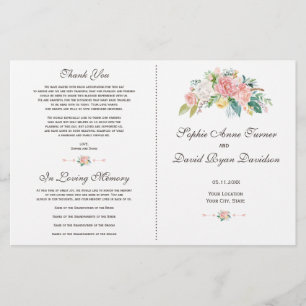 Programa de casamiento de flores blancas de Rubor