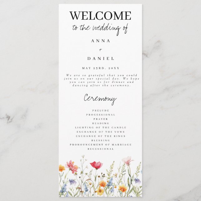 Programa de casamiento de flores silvestres de col (Anverso)