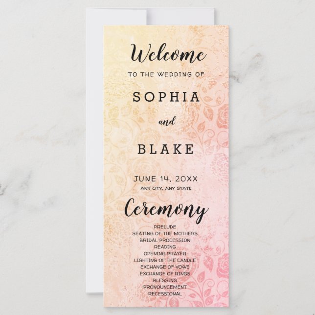 Programa de casamiento de rosas rosas rosas anticu (Anverso)