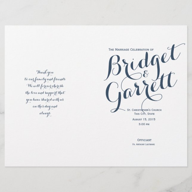 Programa de casamiento de texto del diseñador (Anverso)