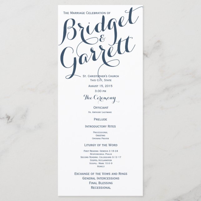 Programa de casamiento de texto del diseñador (Anverso)