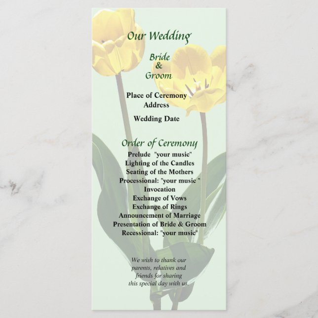 Programa de casamiento de tulipanes amarillos ilum (Anverso)