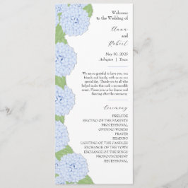 Programa de casamiento en acuarela de hidrangea az